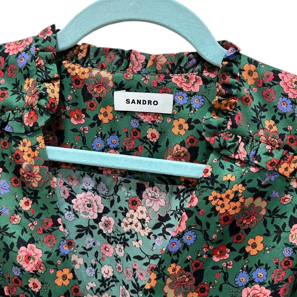 NWT Sandro Marta Floral-Print Twill Mini Dress - Picture 3 of 8